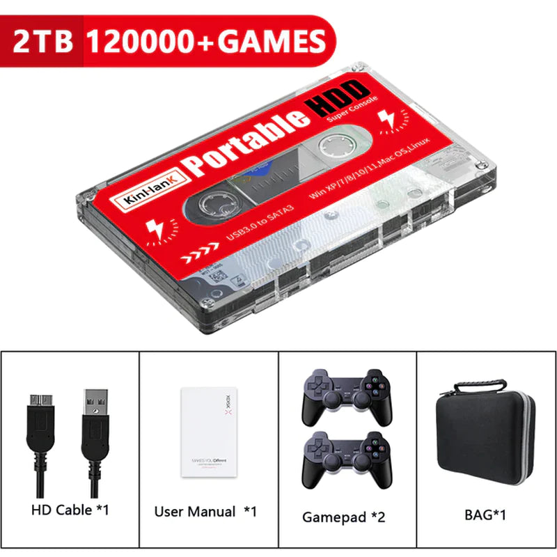 Kinhank Super Console X Batocera 33 500G 2T Hard Drive Disk 110000+ Retro Video Games for PS3/PS2/PSP/SEGA SATURN/WII/WIIU