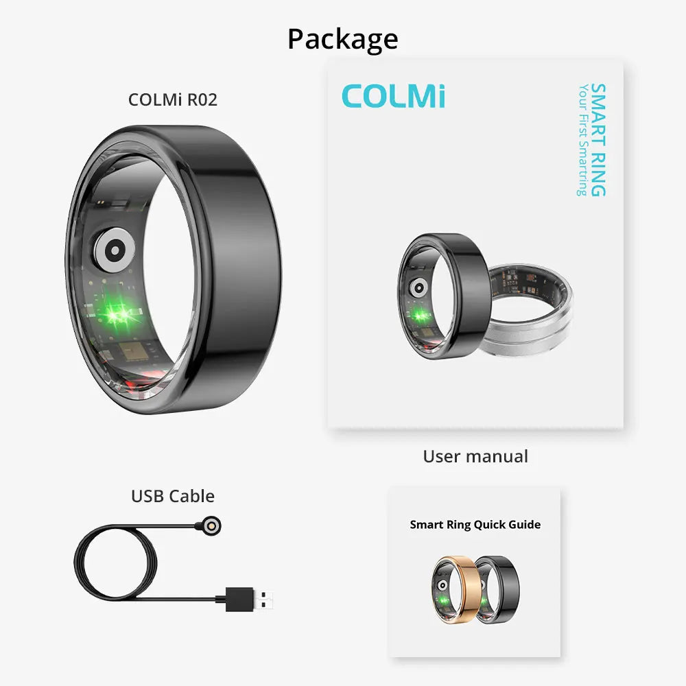 COLMI R02 Smart Ring Militärqualität Titanstahlgehäuse Gesundheitsüberwachung IP68 & 3ATM Wasserdichte Multisportmodi