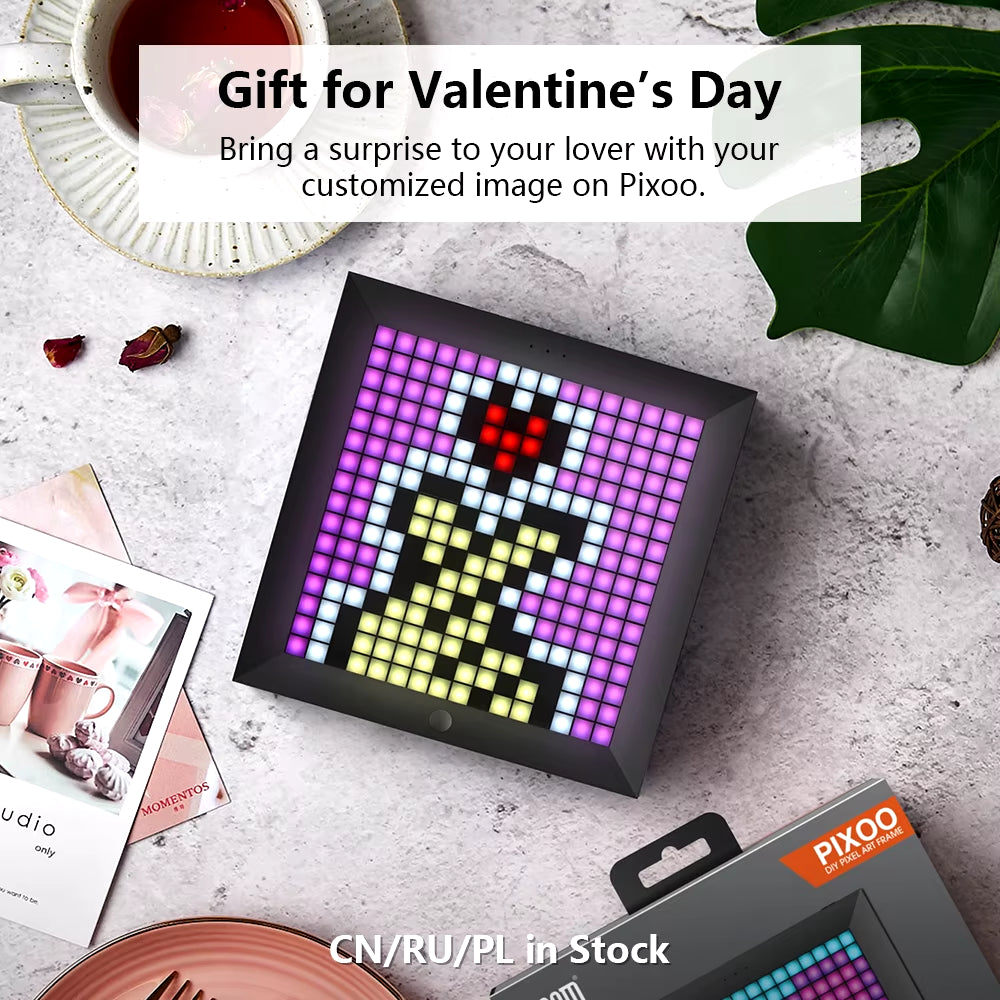 Divoom Pixoo Digitaler Foto Rahmen Wecker Mit Pixel Art Programmier Bare Led-Anzeige, Neonlicht Zeichen Dekor, Neujahrs Geschenk