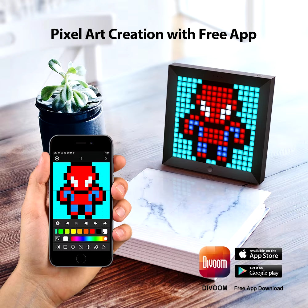 Divoom Pixoo Digitaler Foto Rahmen Wecker Mit Pixel Art Programmier Bare Led-Anzeige, Neonlicht Zeichen Dekor, Neujahrs Geschenk