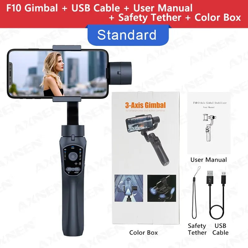 F10 3-Achsen-Handheld Gimbal Smartphone Stabilisator Handy Selfie Stick Für Android Iphone Telefon Vlog Anti-Shake-Video Aufnahme